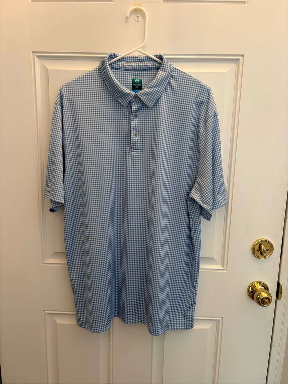 Pro Tour Coolplay Men's Light Blue Micro-Check Polo Shirt